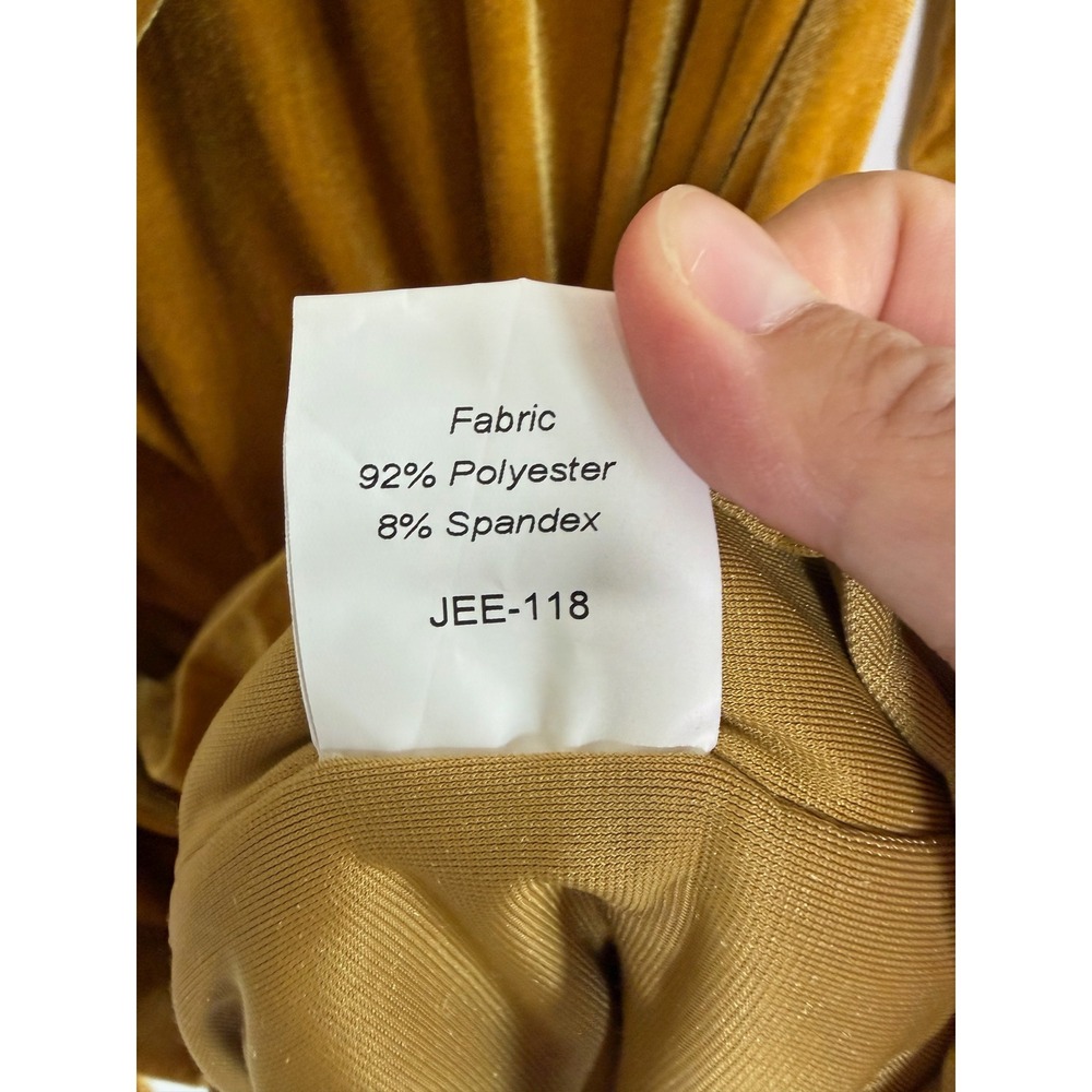 Jessakae Gold Velvet Draped Mini Dress Long Sleeve Mustard Womens 1XL NEW - Picture 8 of 11